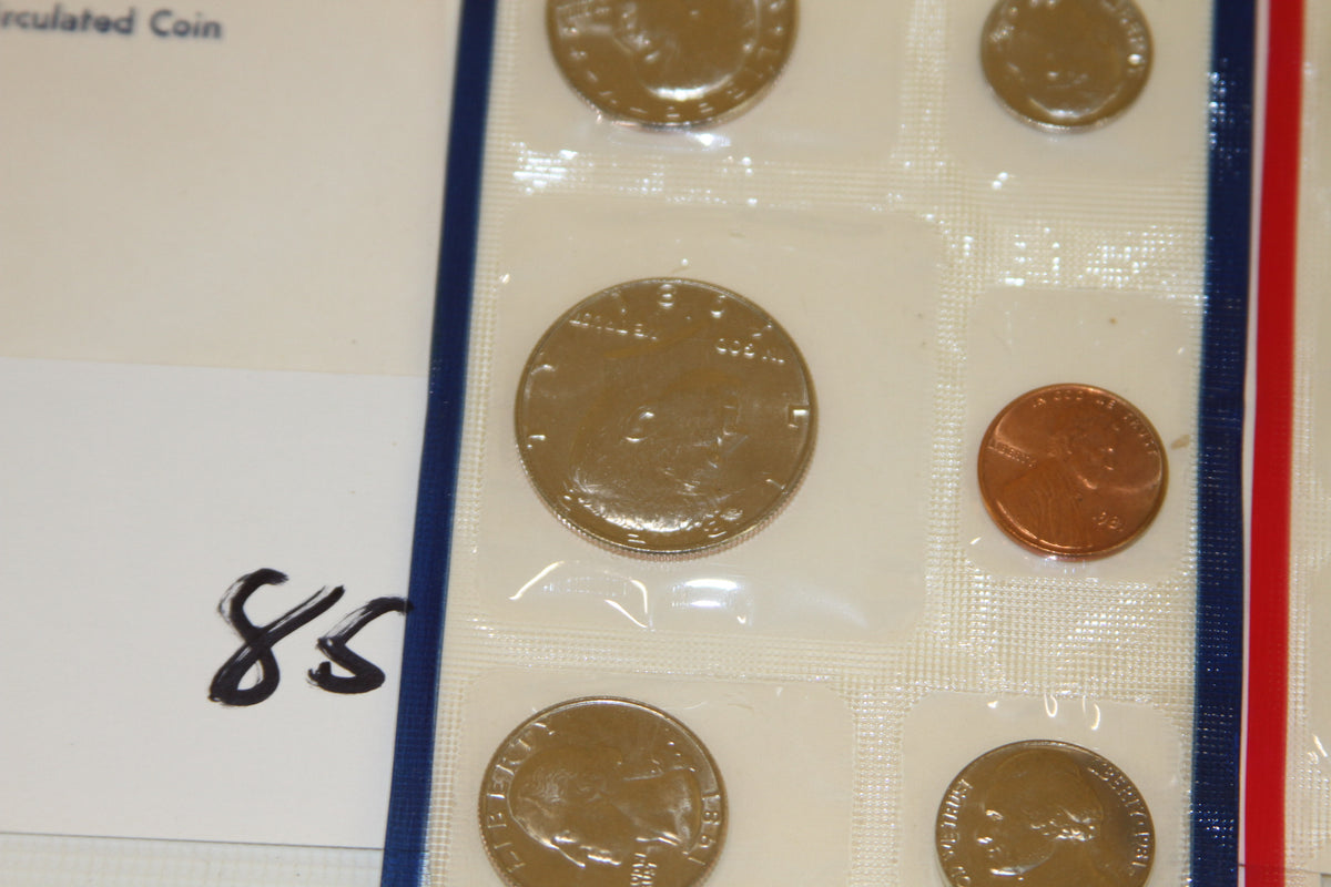 Section of 1981 U.S. Mint uncirculated coins showing luster and detail