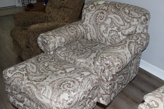 La-Z-Boy chair and ottoman set in paisley fabric