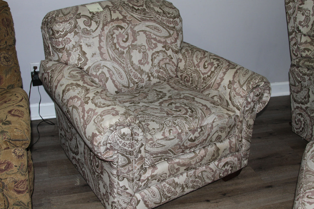 Full view of La-Z-Boy Mitchell paisley armchair