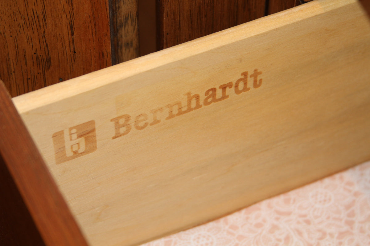Bernhardt logo and branding inside armoire drawer