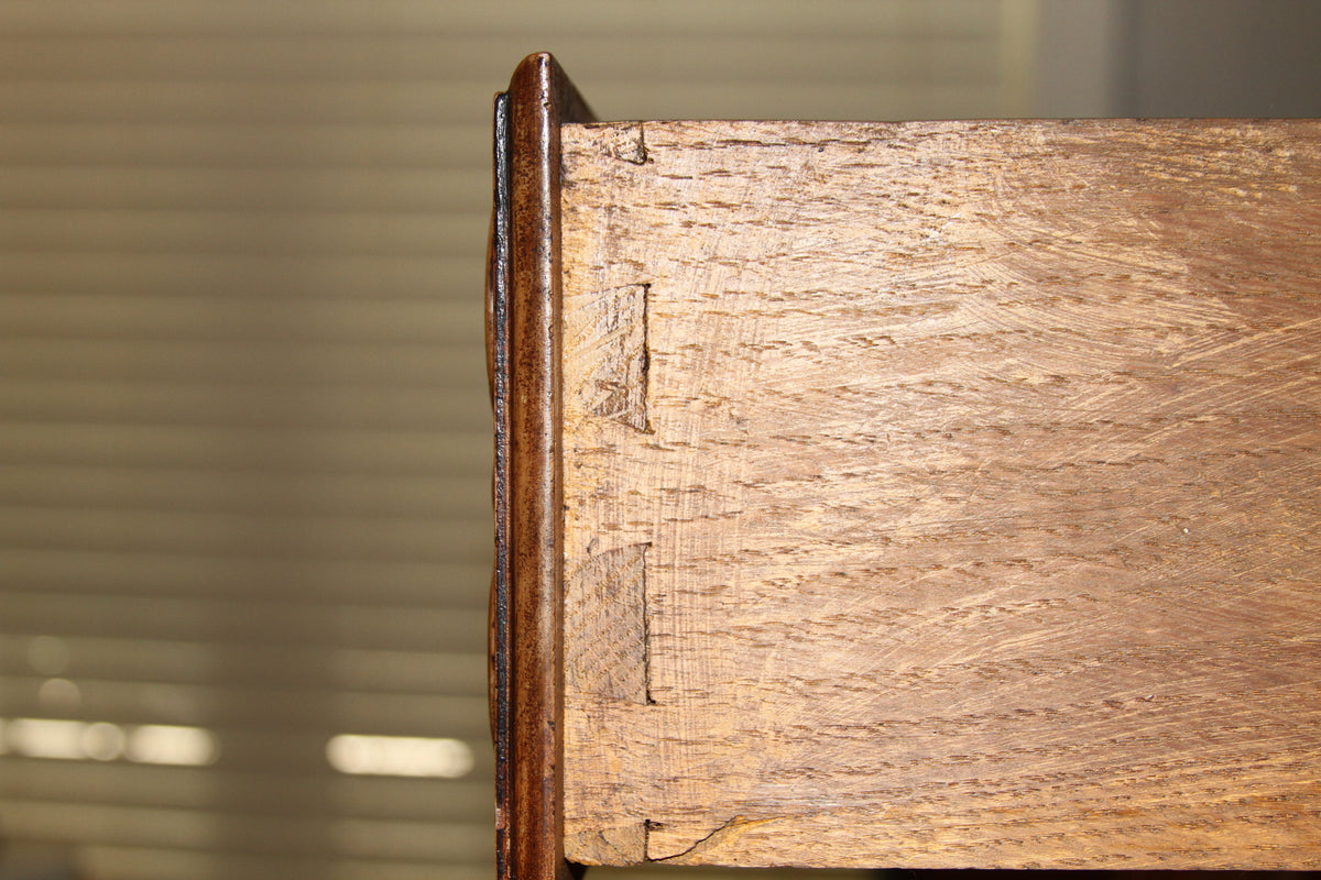 Dovetail joinery detail on the side of a solid wood buffet drawer
