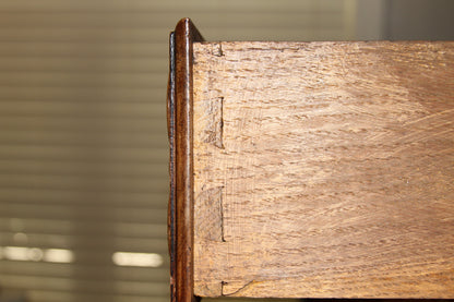 Dovetail joinery detail on the side of a solid wood buffet drawer