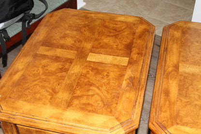 Detailed view of wood grain and craftsmanship on end table surface