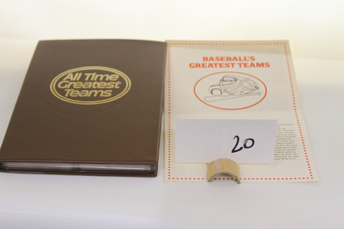 All Time Greatest Teams brown card album and Baseball's Greatest Teams insert