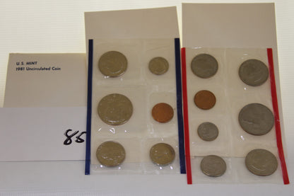 1981 U.S. Mint uncirculated coin set in original packaging