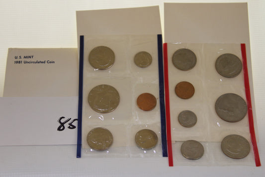 1981 U.S. Mint uncirculated coin set in original packaging