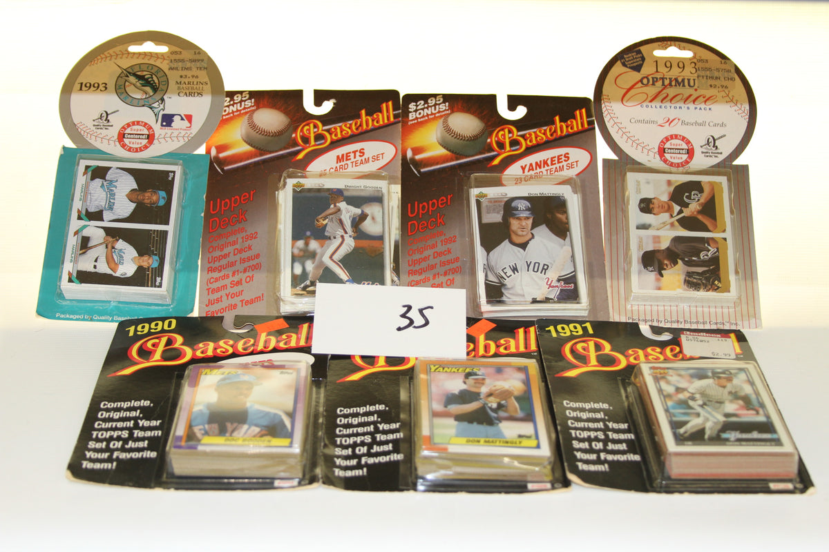 Assorted vintage baseball card team sets in original packaging