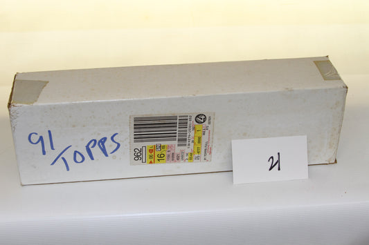 1991 Topps Baseball Cards white cardboard box with handwritten label