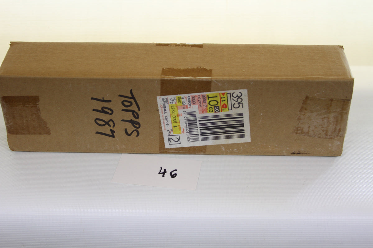 Sealed brown box labeled Topps 1981 with retail sticker