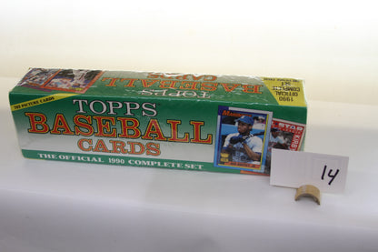 Factory sealed 1990 Topps Baseball Cards Complete Set box with Ken Griffey Jr. card illustrated on front