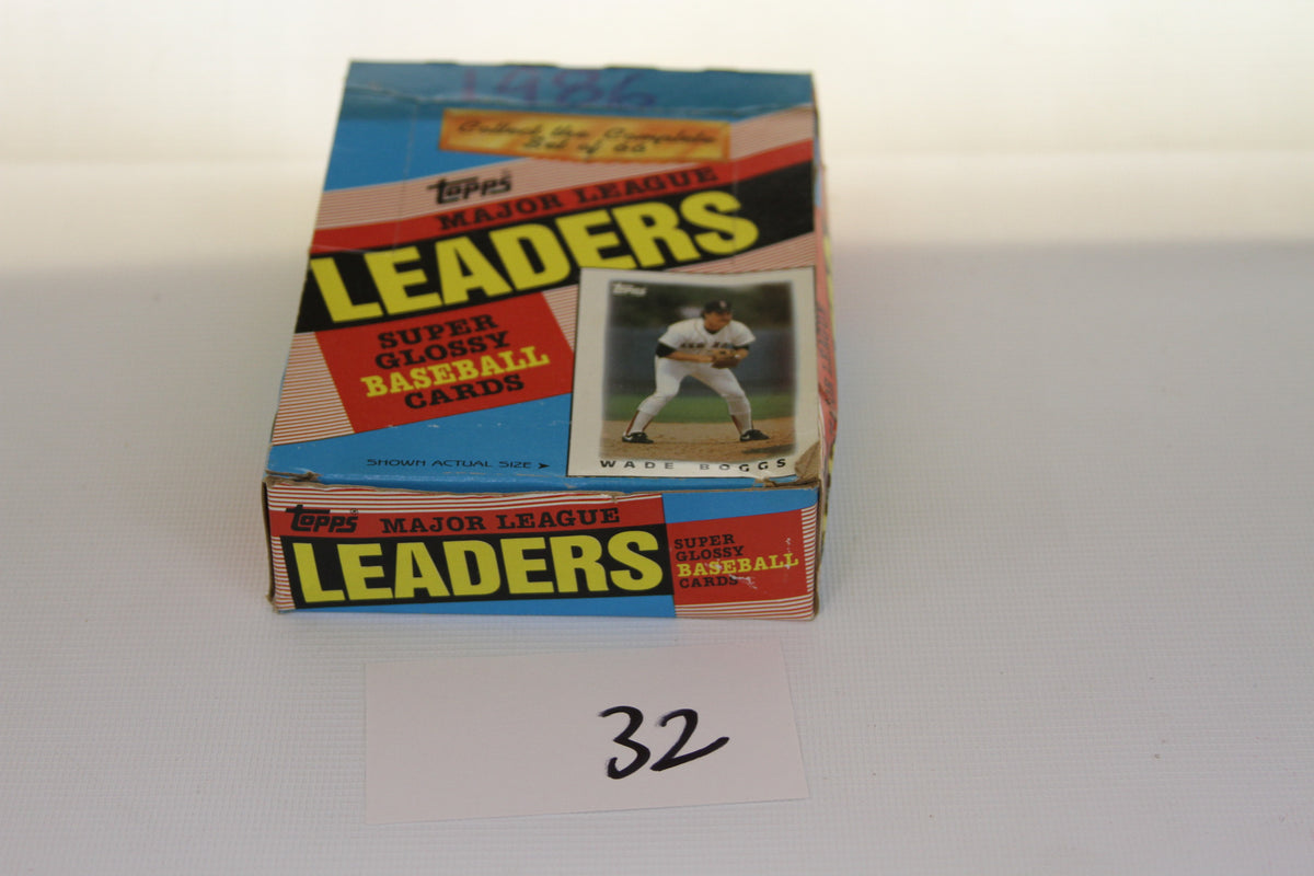 Topps Major League Leaders baseball cards 1987 box with Wade Boggs card