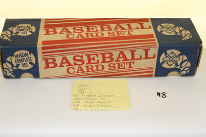 Official Complete Set 1990 Donruss Baseball Card Set box with handwritten checklist