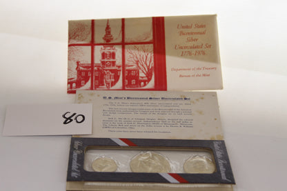1976 US Bicentennial Silver Uncirculated Coin Set with certificate and packaging