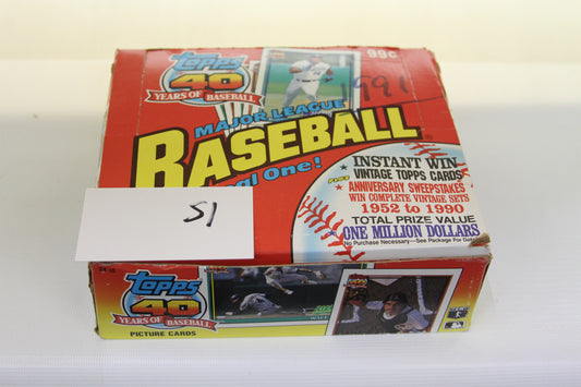 1991 Topps Baseball trading card box with 40th Anniversary logo and red box