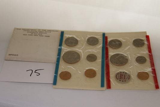 1972 U.S. Mint Uncirculated Coin Set in original packaging on white background