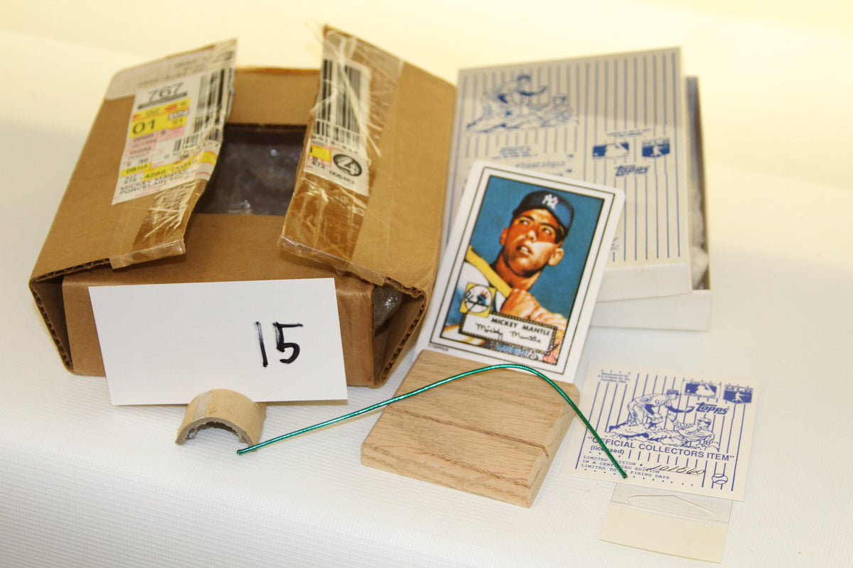 Topps Mickey Mantle Porcelain Card collector's set with box, display stand, and certificate