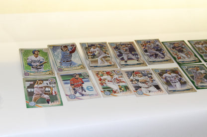 Multiple stylized MLB trading cards laid out in rows