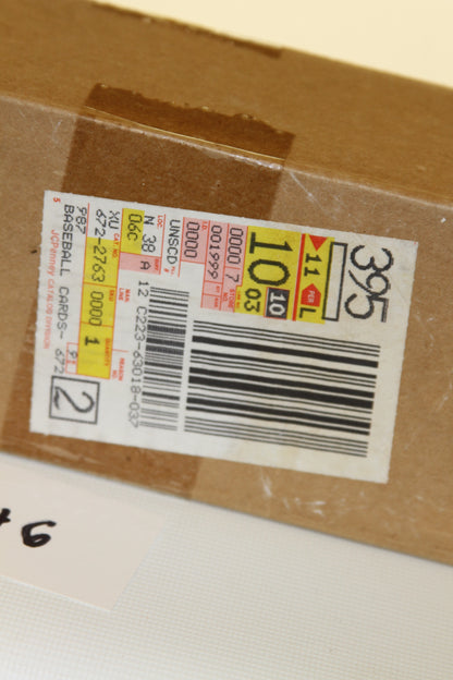 Close-up of retail label and barcode on 1981 Topps box