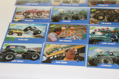 Close-up of Flying High, Bob Chandler, Grave Digger, John Moore, and Leviathan cards