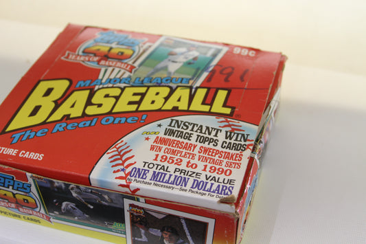 Closeup of Topps Baseball card box highlighting instant win sweepstakes
