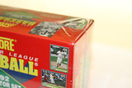 Close-up of sealed corner with Carl Yastrzemski card detail on Score 1992 box
