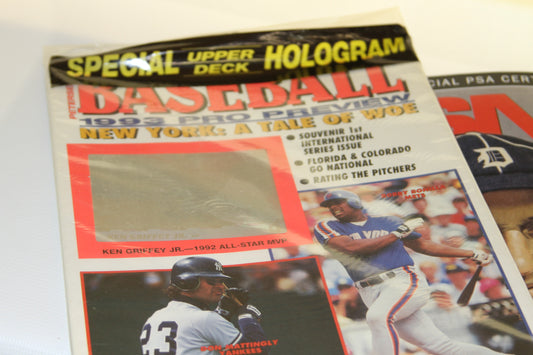 Close-up of 1993 Baseball Pro Preview with Upper Deck Hologram