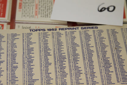Close-up of Topps 1952 Reprint Series checklist card