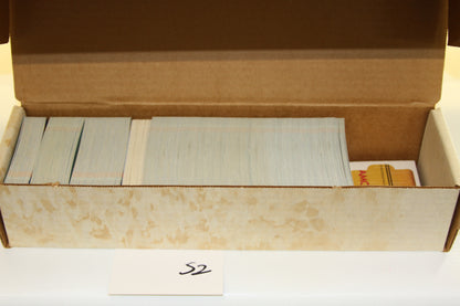 Open box showing stacks of 1991 Donruss baseball cards