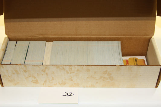 Open box showing stacks of 1991 Donruss baseball cards