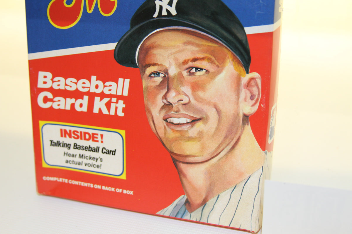 Close-up of Mickey Mantle artwork and baseball card kit label