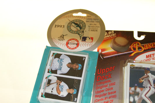 Close-up of 1993 Marlins baseball cards pack