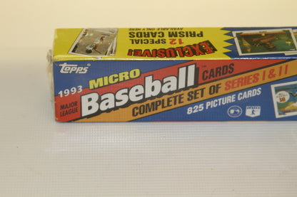 Closeup of 1993 Topps Micro Baseball Cards Series I & II packaging