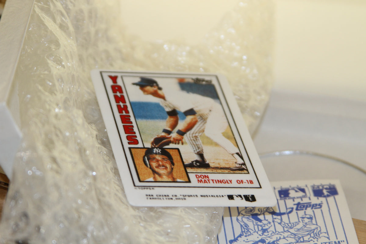 Close-up of Don Mattingly porcelain Topps Yankees card