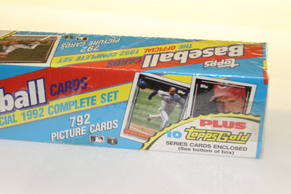 Topps 1992 Baseball Cards side view featuring player card images and Topps Gold label