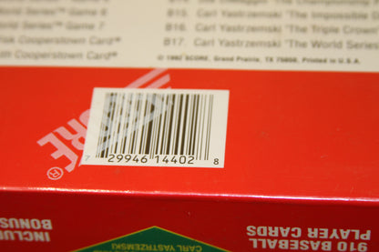 Barcode on back of 1992 Score baseball card set box