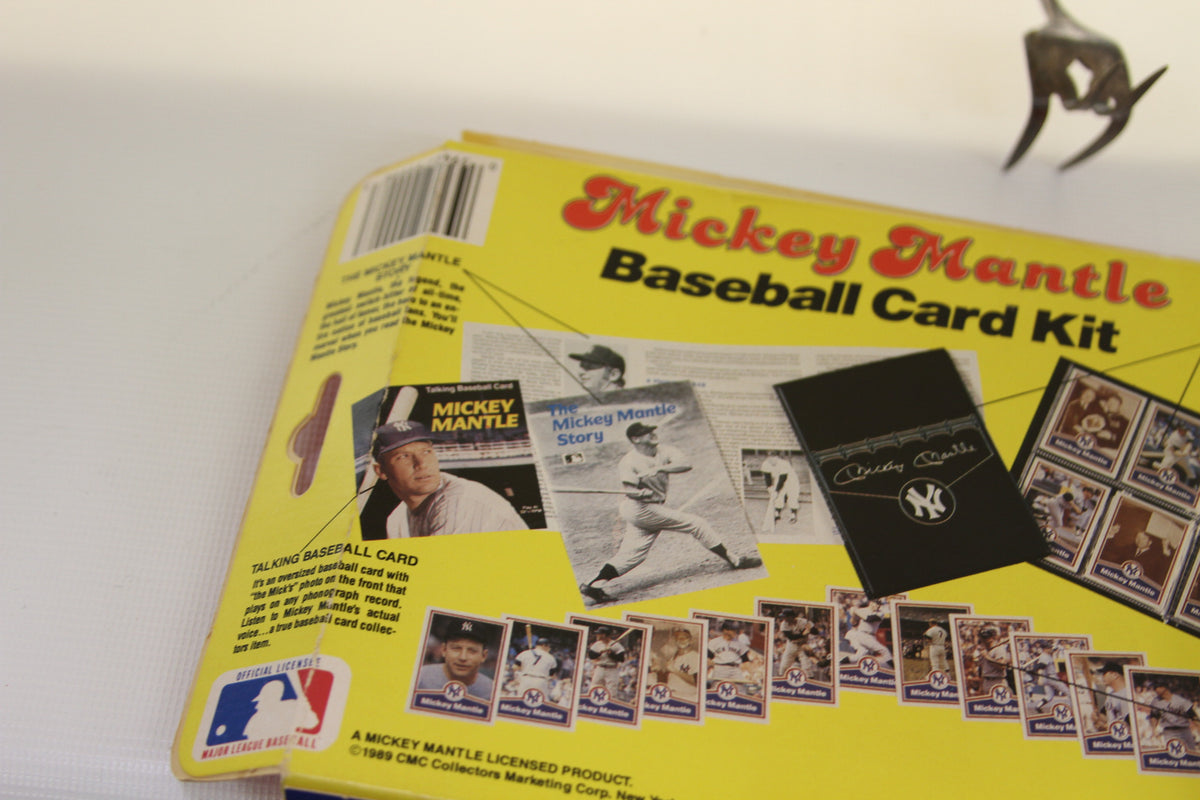 Back of Mickey Mantle Baseball Card Kit box showing cards and contents