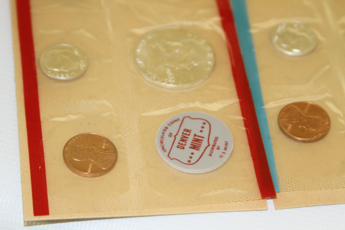 Denver Mint and Philadelphia Mint coins in original cellophane