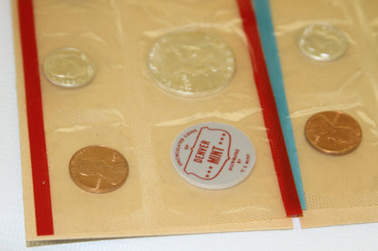 Denver Mint and Philadelphia Mint coins in original cellophane