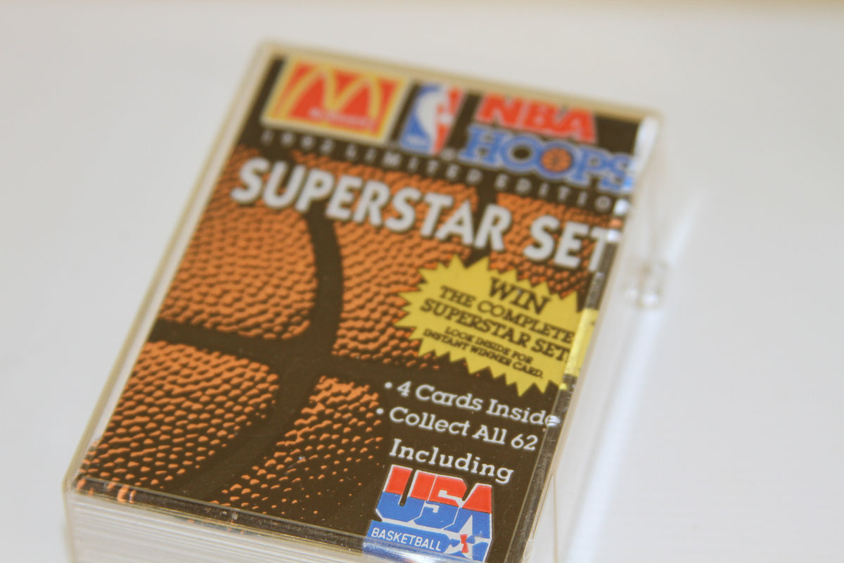 NBA Hoops McDonald's Superstar Set card box top view showing branding and details