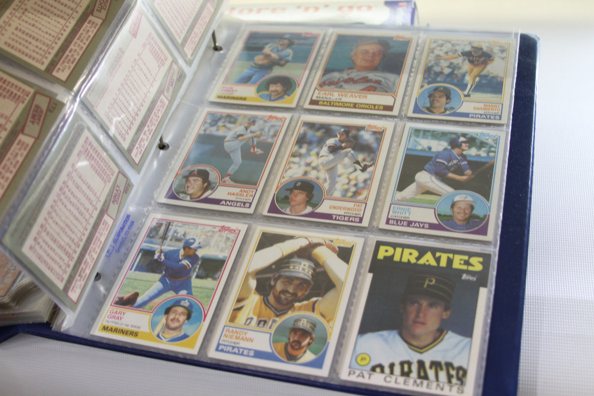 Binder sheet with Topps baseball cards from various teams and players