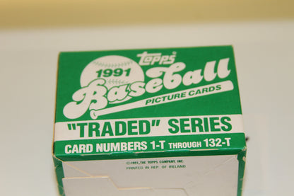 1991 Topps Baseball Traded Series box partial side and top