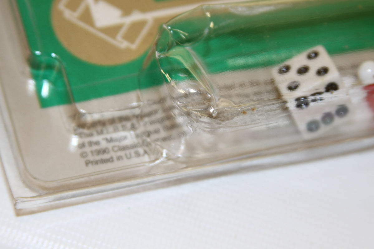 Classic MLB Board Game dice and player pieces in packaging