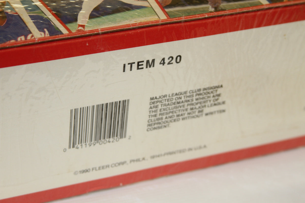 Barcode and item info on 1990 Fleer Baseball Card Box, item 420