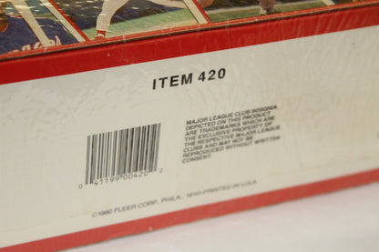 Barcode and item info on 1990 Fleer Baseball Card Box, item 420