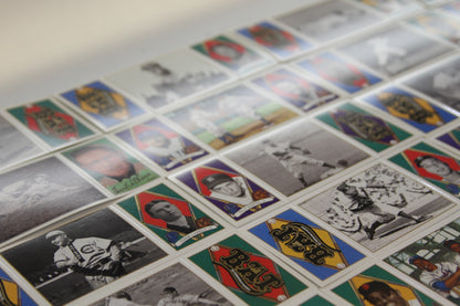 Side angle of 1993 Upper Deck BAT uncut baseball card sheet under light