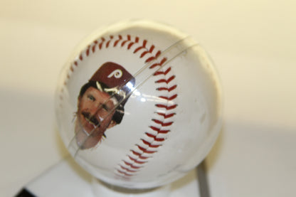 Portrait of Mike Schmidt printed on baseball