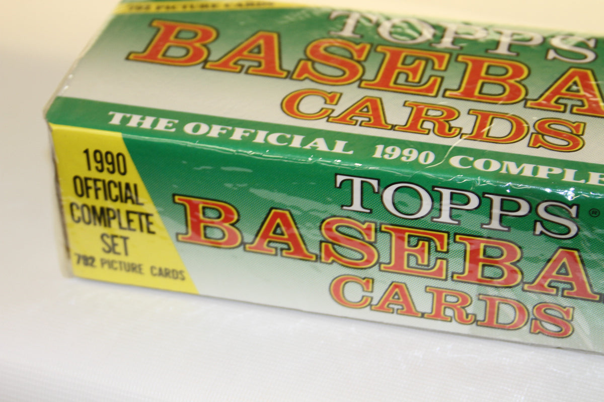 Side of 1990 Topps Baseball Cards box listing official set and card count