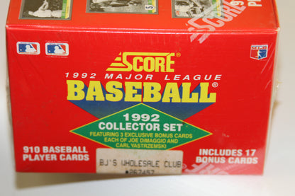 Alternate front angle, Score 1992 Major League Baseball card set with collector details