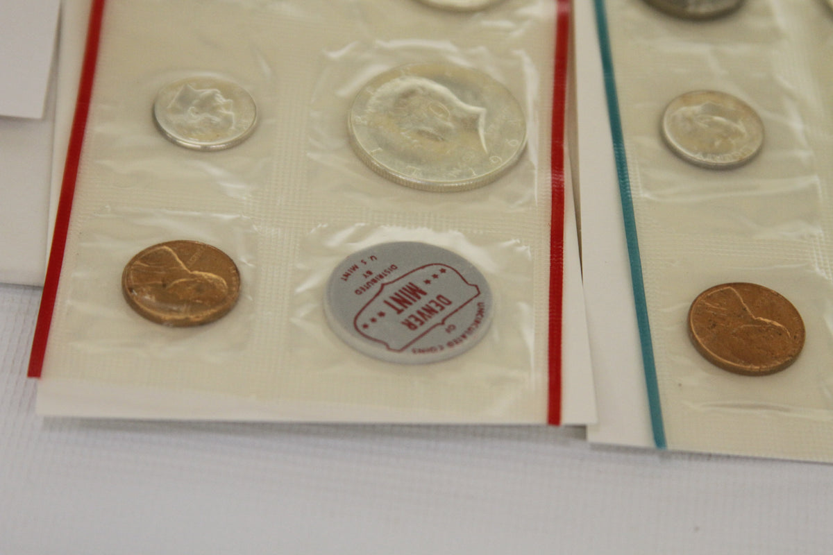 Detail of lower section of Denver Mint set with coins and identifying token