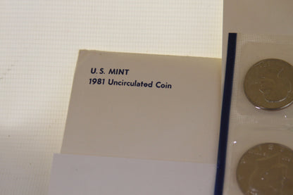 U.S. Mint 1981 Uncirculated Coin informational card